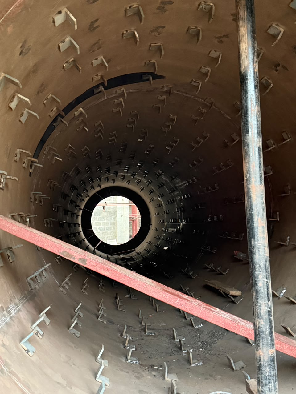 Fabricated kiln shell staged for erection